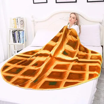 

Home Textile Finished Blanket Comfort Food Creations Waffles Wrap Blanket Perfectly Round Pizza Throw
