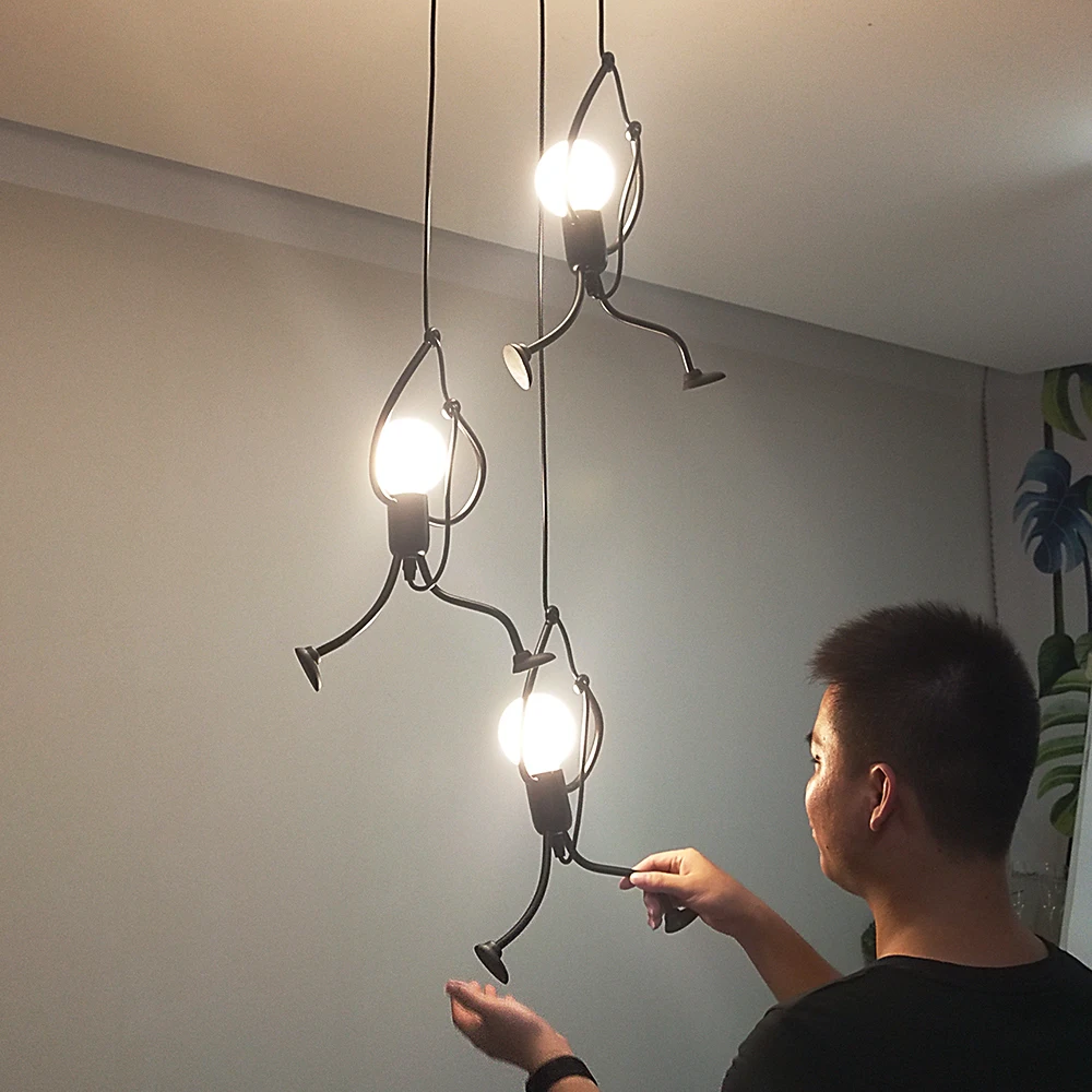 

Creative little man climbing pendant lamp for children room pendant light metal cord pendant lamps Art decoration Pendant Lights