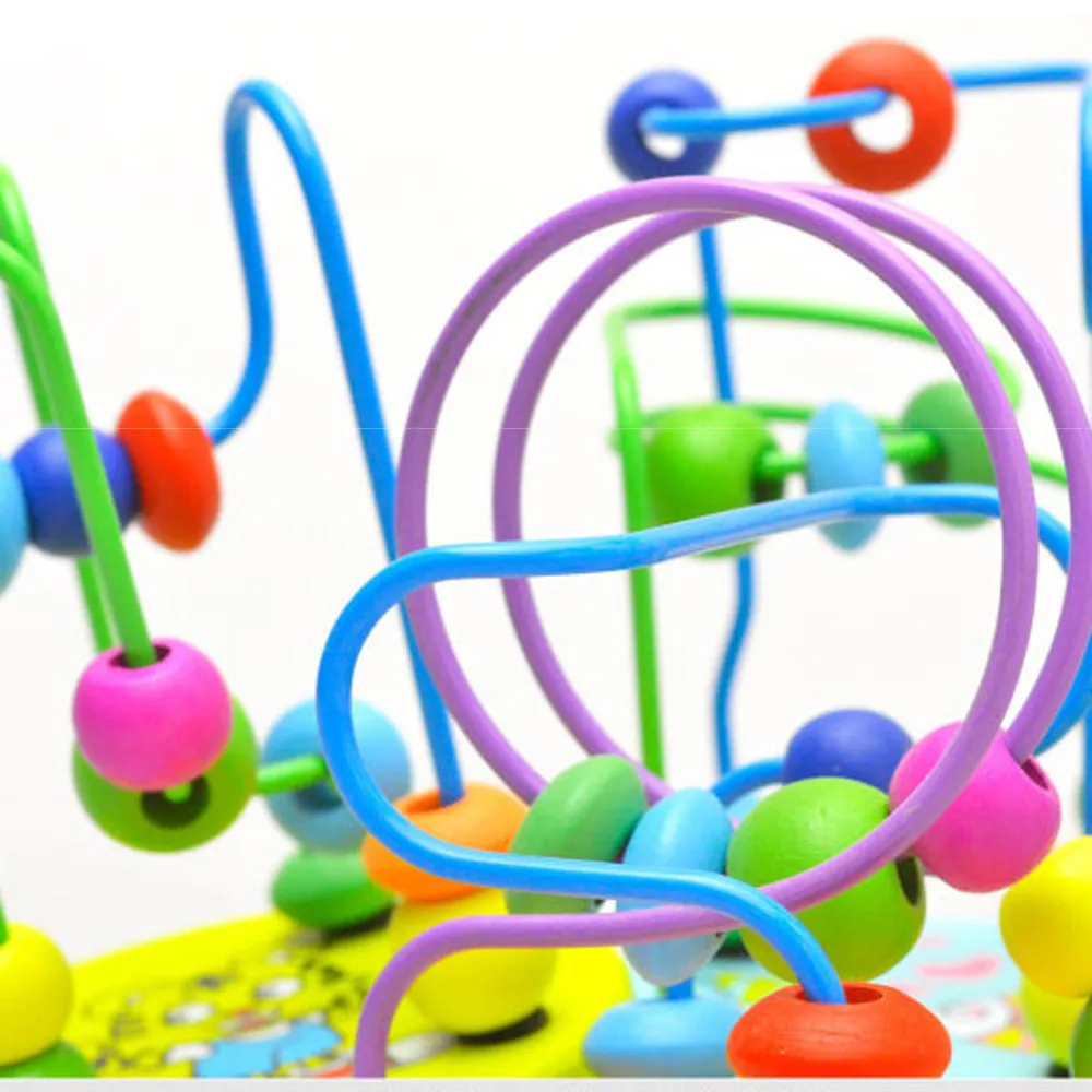 Educational Baby Kids Wooden Around Beads Toy kids Intelligence Toys Learning Education Baby Toys for children #B