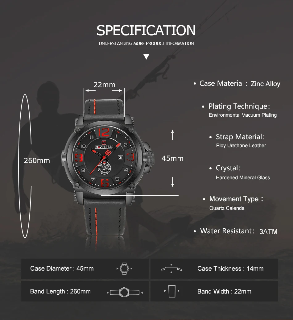 NAVIFORCE Топ бренд Роскошные модные спортивные мужские кварцевые часы кожаный ремешок Календарь Водонепроницаемые наручные часы Relogio армейские часы