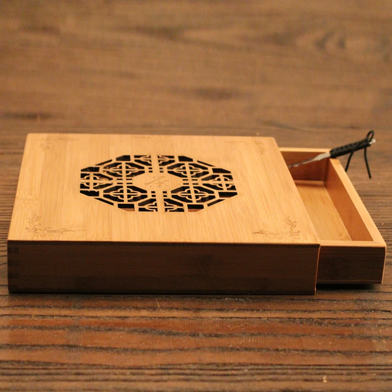 Hollow-out tea cake box bamboo pu ɾr tray set packaging kung fu accessories storage |