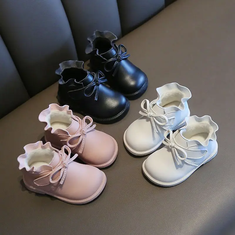 

2019 autumn/winter new 1-3-year-old baby short boots soft-bottomplus princess shoes cotton boots walk-in shoes