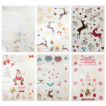 

6pcs Christmas Body Tattoos Stickers Cartoon Temporary Festival Body Tattoos Arm Tattooing Sticaker Face Tattoos Christmas Decor