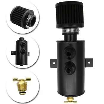 

10AN Car Oil Catch Can Reservoir Tank Polished Aluminum with 0.75L Air Breathable Filter Universal Oil Separator Canister OCC044