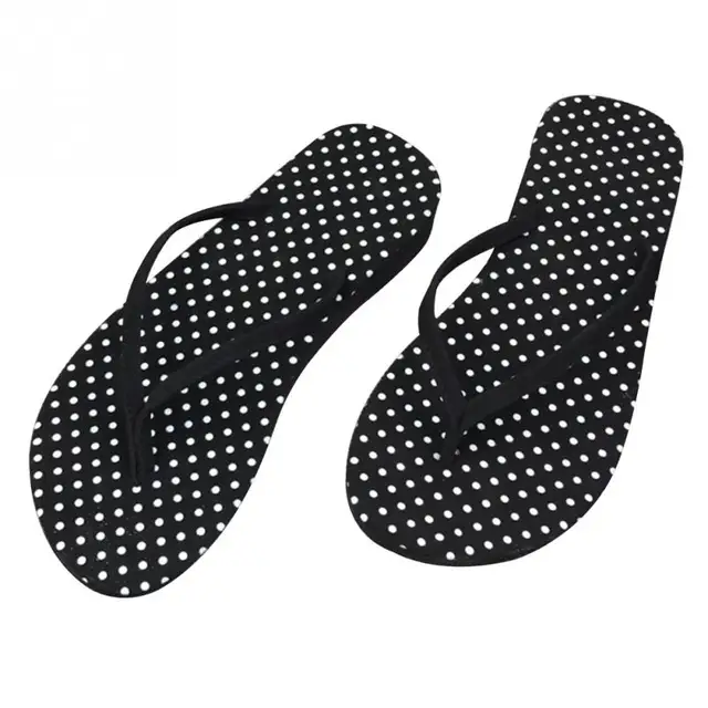 black and white polka dot flip flops