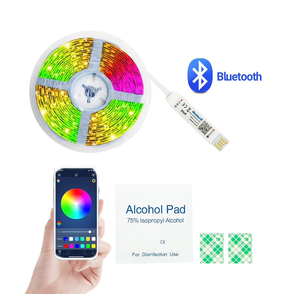 Bluetooth RGB Светодиодные ленты светильник SMD5050 5 м 1 2 3 и формирующая листы для кровли 4