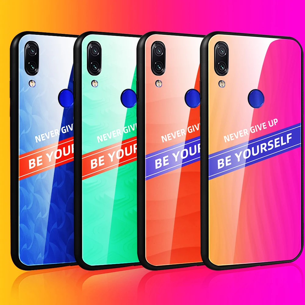 

Quotes Tempered Glass Case For Xiaomi Redmi 7 7A Note 7 6 5 K20 Pro Colorful Glass Phone Case For Redmi Note 7 Pro Back Cover