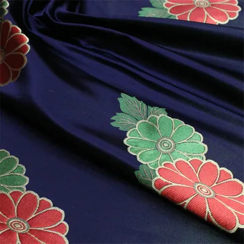 

CF867 Dark Blue/ Red Green Flowers Jacquard Brocade Fabric Cheongsam/Jacket/Pillow Case Chinese Style Fabric For Handmade Sewing