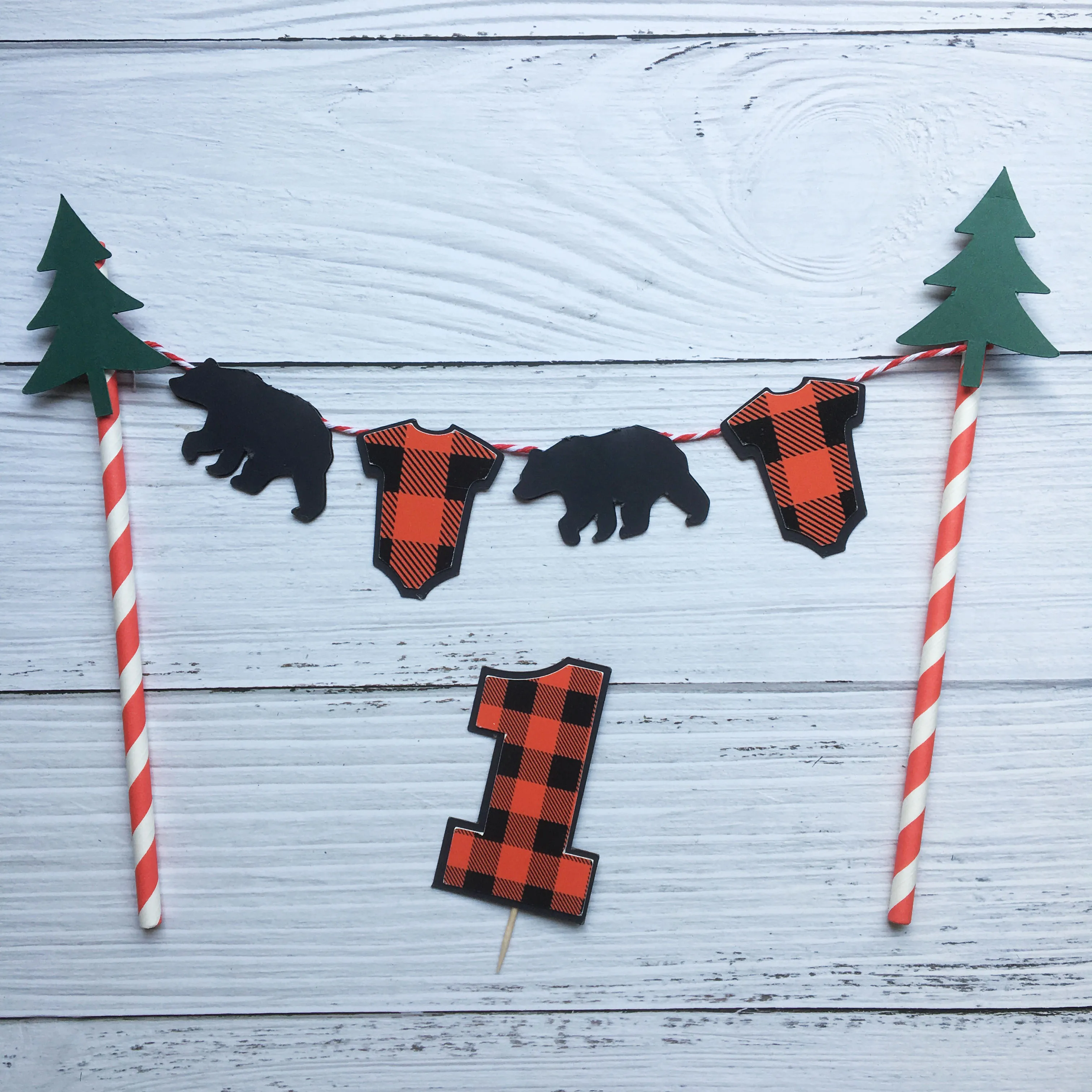 blue plaid baby shower decorations