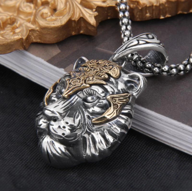 High Quality Fashion Creative Tiger Head Domineering Pendant Mature Man ...