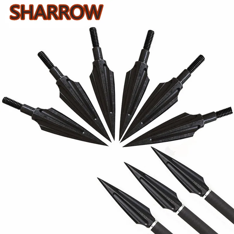 

4/6/12pcs Black High Carbon Steel 140 grains Arrow Heads Broadheads Tips Arrow Points Arrowheads For Bow Shooting Accessories