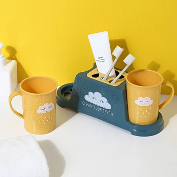 

High Quality Toothbrush Holder Home coupleToothpaste rack Sets Tooth Brush Cup Container Dispenser Bathroom Accessories