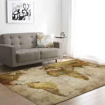 

Vintage world map printed carpet Geometry Moroccan Ethnic Style Bedroom Area Rug Creative Europe Type 3D Printing Hallway Carpet