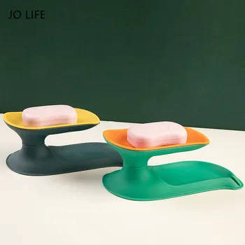 

JO LIFE Portable 360 Degree Rotation Plastic Storage Rack Double Layer Soap Box Bathroom Accessories