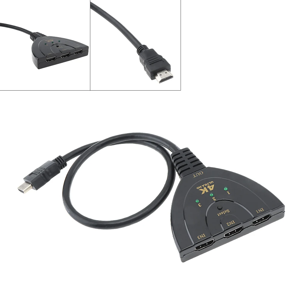 4K 2K Mini HDMI усилитель Swicher 3 в 1 4 порта Селектор разветвитель для HDTV/проектора/DVD/Xbox/PS3/PS4/мультимедиа
