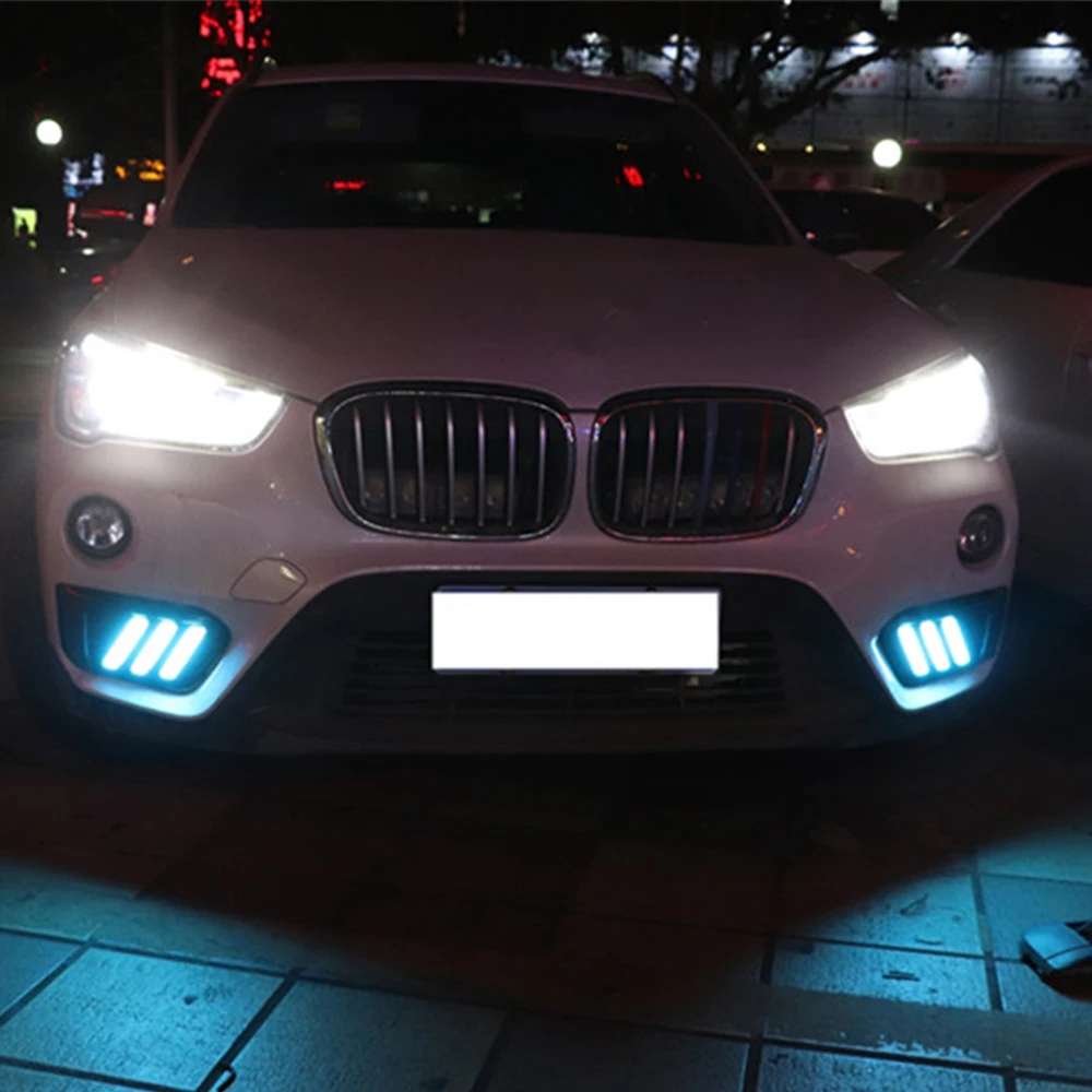 2 шт. светодиодный DRL Дневной светильник s Для BMW X1 F48 F49 2016 2017 2018 2019 с желтым сигналом