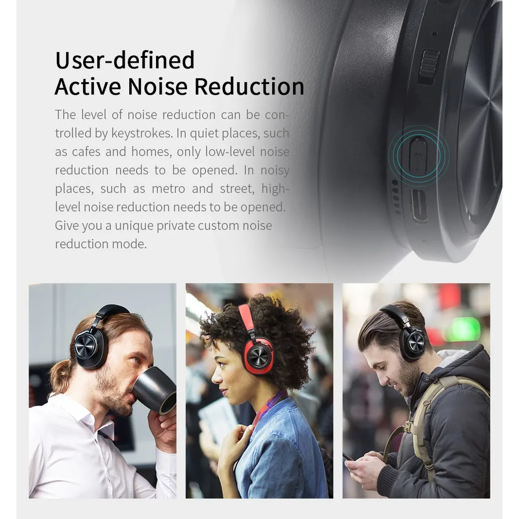  Bluetooth 5.0 Headphones User-defined Active Noise Cancelling Wireless Headset For Phones Music Wit