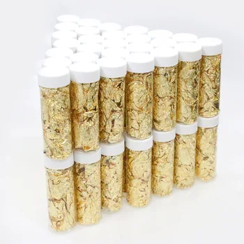 

50 Jars Edible Gold Leaf Flakes Facial Gold Foil for Cooking Drink Food Cake Ice Cream Decoration Health & Spa Dining Safety