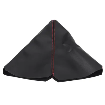 

Universal Bright Black PU Leather Gear Shift Knob Cover Red Stitch Gear Gaiter Boot Cover fit for most manual transmission cars