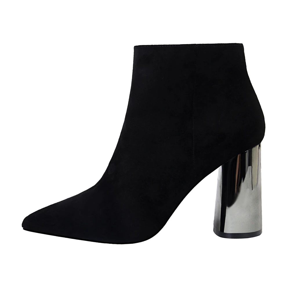 2019 New Suede Flock Ankle Boots Women Winter Solid Zipper 10CM Thick Heels Pointed Toe Boots Ladies Solid Short Plush Booties 2019 New Suede Flock Ankle Boots Women Winter Solid Zipper 10CM Thick Heels Pointed Toe Boots Ladies Solid Short Plush Booties