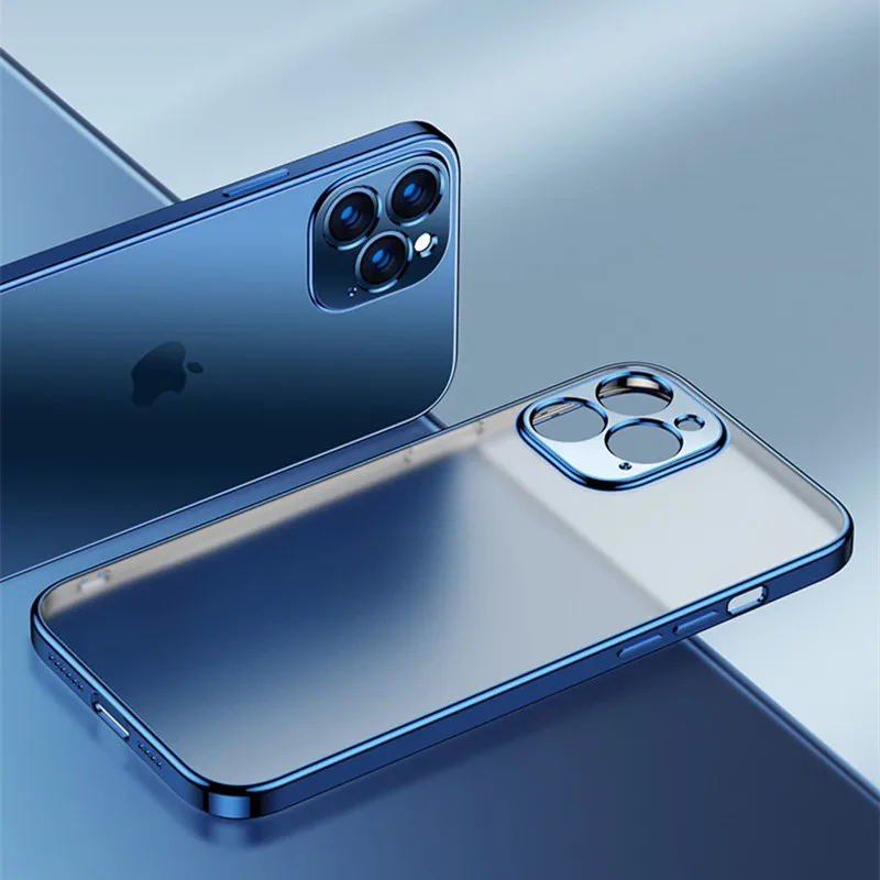 Luxus Platz Rahmen Plating Klar Telefon Fall Für iPhone 12 11 Pro Max Mini X XR XS 7 8 Plus SE 2020 Transparent Silikon Abdeckung