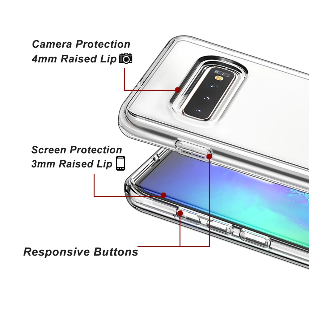 Double Case For Samsung Galaxy S10 Cover For Samsung Galaxy S10 Plus Bumper TPU Clear Case 3