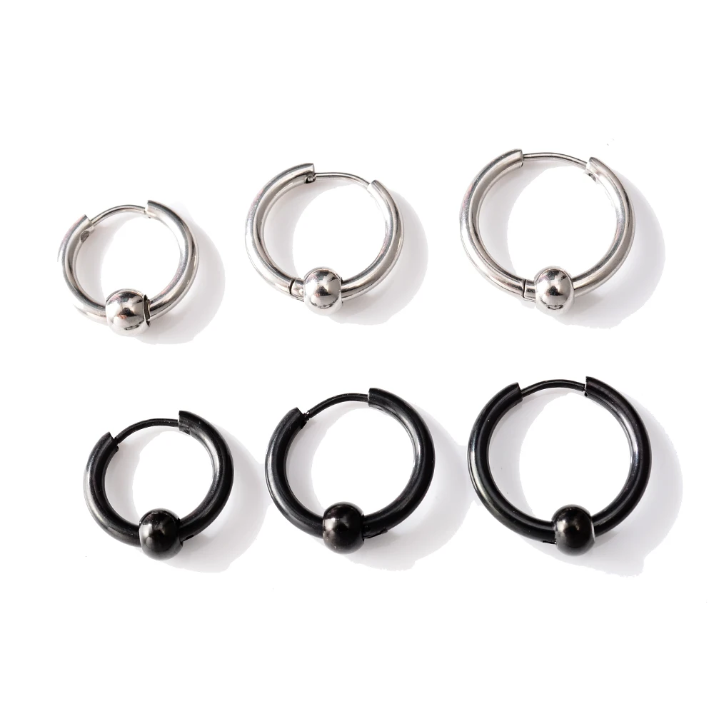 Pendiente de aro pequeño acero inoxidable para arete con de cuentas, círculo, Piercing negro, joyería de barra, uds.|Pendientes de aro| - AliExpress