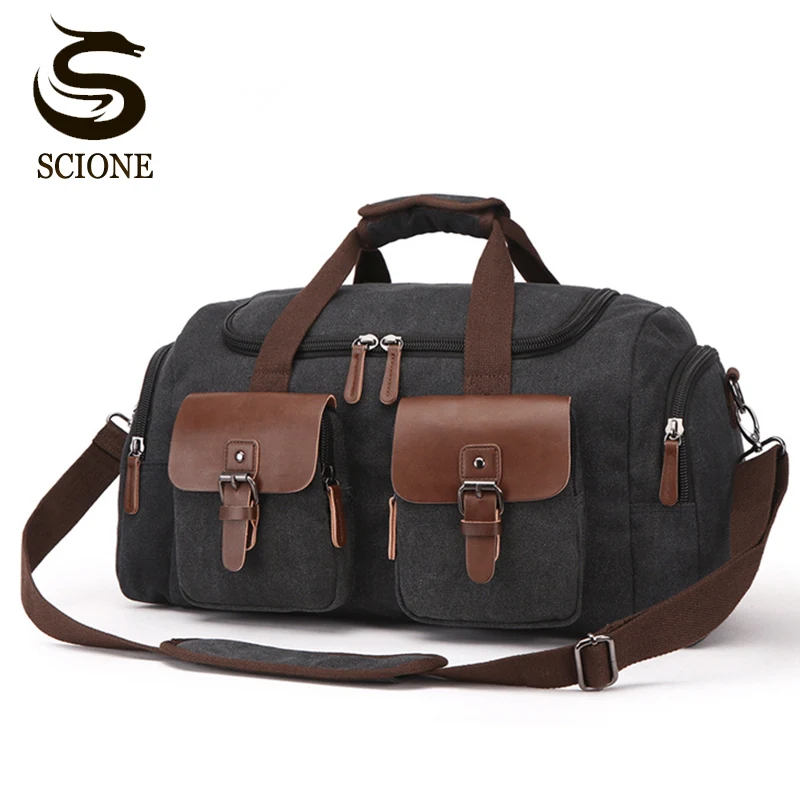 2020 Canvas Leather Men Travel Bag European Style Travel Bags Handbag High Capacity Shoulder Bag Travel Crossbody Luggage XA135Y photo
