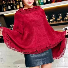RealShe вязаный свитер женский круглый вырез длинный рукав однотонный кружевной свитер женский пуловер Осень Зима повседневные Болеро свитера женские