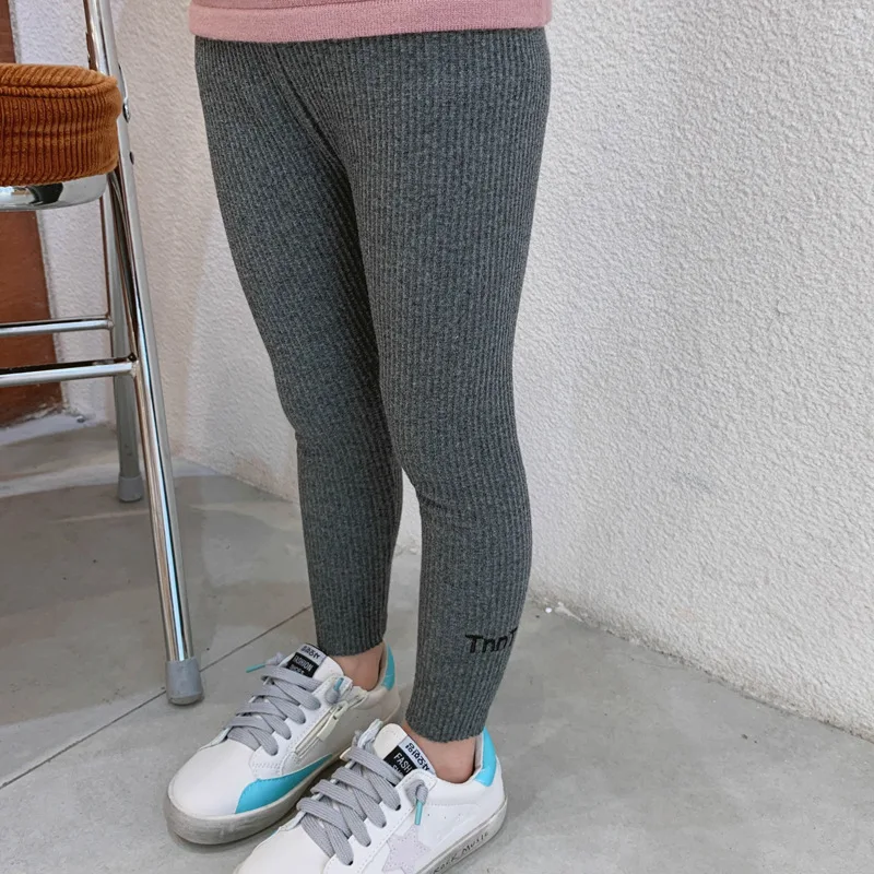 Весенне-зимние теплые леггинсы ярких цветов для маленьких девочек новые узкие брюки обтягивающие леггинсы длиной до щиколотки брюки для детей от 2 до 8 лет, детская одежда