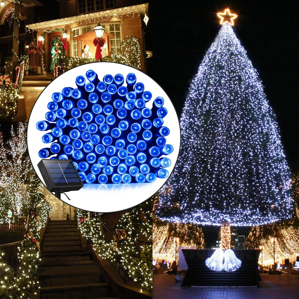 Solar power LED String Light Wedding Decorative Ambiance Light Sensor Control Waterproof outdoor Party home Decor 60-200LED D30