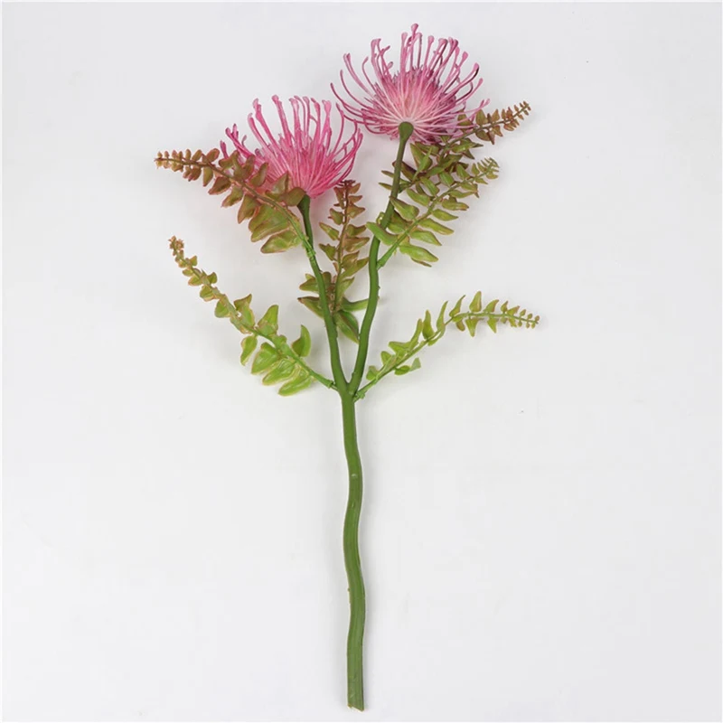 Флокированные Leucospermum искусственные цветы для свадебного украшения Флорес Искусственные пластиковые искусственный цветок растение Флер искусственные