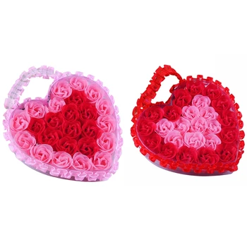 

48Pcs Heart Scented Bath Body Petal Rose Flower Soap Wedding Decoration Gift Flavor Paper Fancy Soap Pink & Red