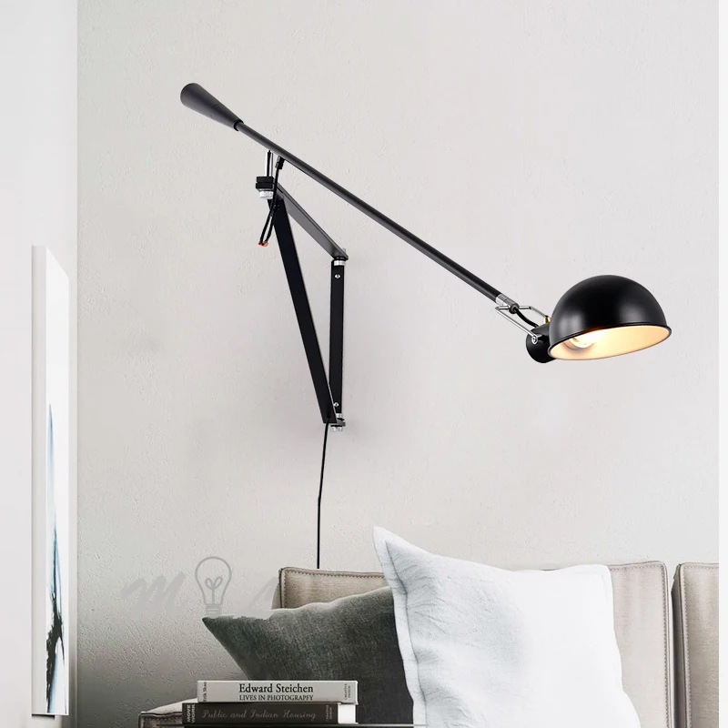 

Nordic style wall lamp art Dick, wall lamp LED iron + living room lamp, wall lamp, rotary wall lamp, long arm E27
