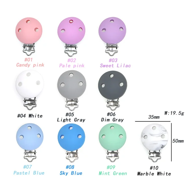 10/20/50 Pcs Baby Pacifer Clips round Shape Perle Silicone Teether Clip DIY Baby Dummy Chain Nipple Holder rodent