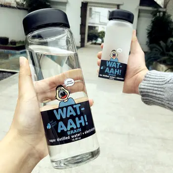

Glass Female Portable Cup Male Student Child Cup Frosted Cute Water Bottle Tea Cup 480ml Water Bottles Cute Water Bottle Glass
