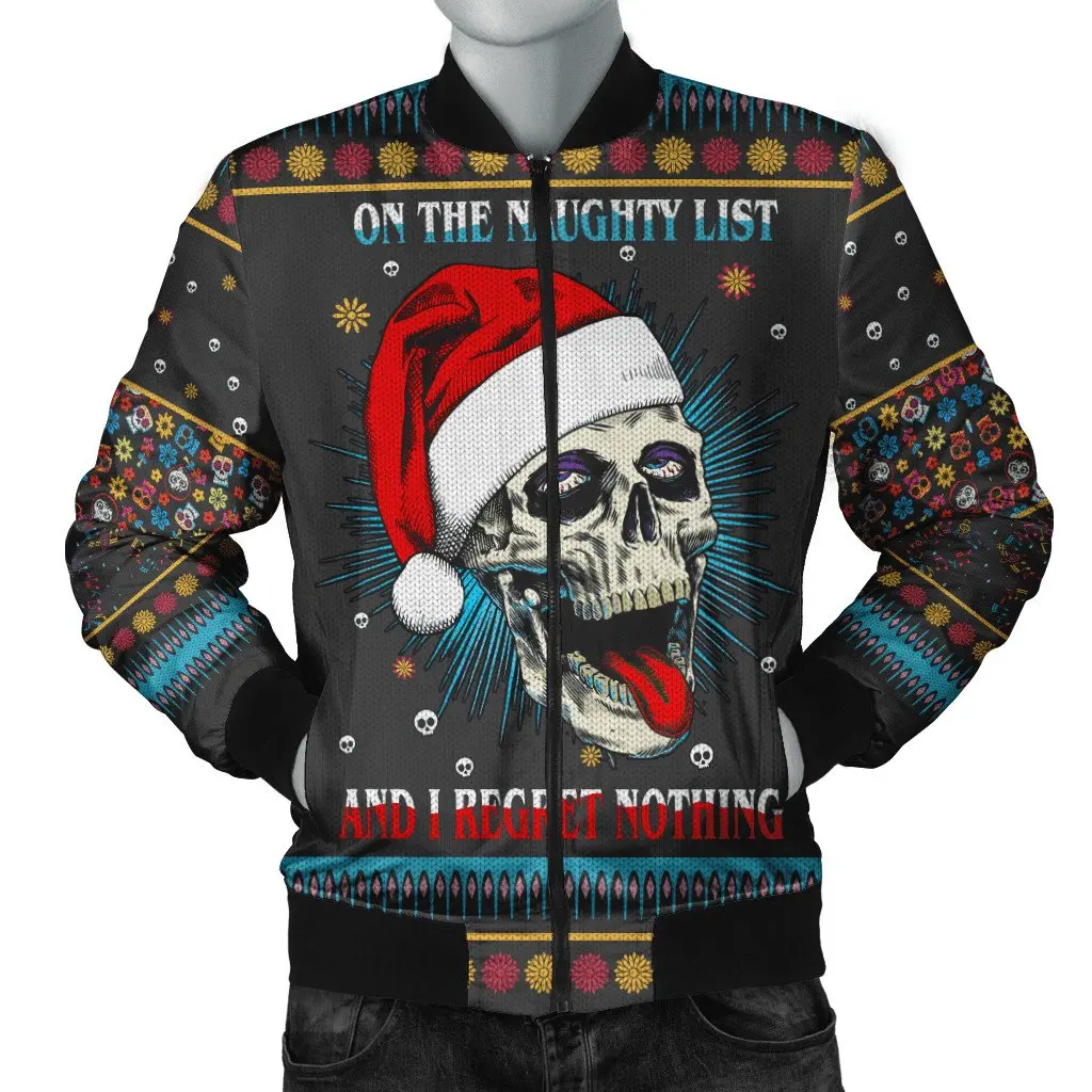Christmas Winter Fashion Mens Bomber Jacket funny skull 3D Printing Thick Pocket Zip coat Unisex Casual Warm Zipper jacket FX-02