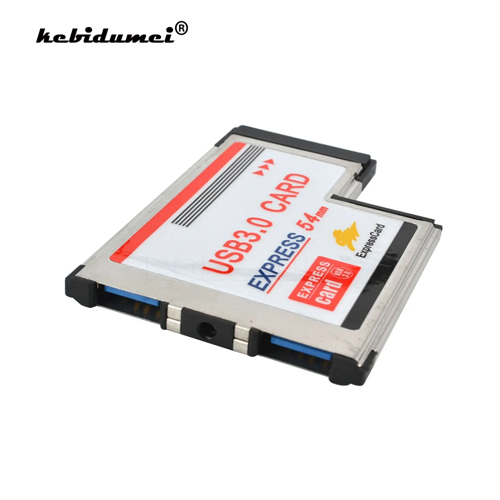 Kebidumei pci 54mm slot expresscard usb 3.0 pci express adaptador de cartão para notebook portátil 5gbps duplo 2 portas hub conversor pcmcia