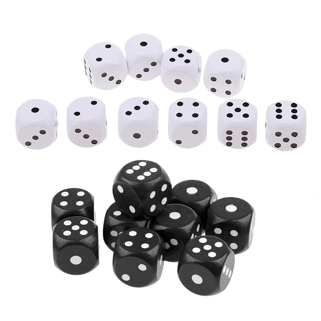 20Pcs 2cm Six Sided Wooden Dice 1-6 Number Dotted for Kids Party Bag Fillers