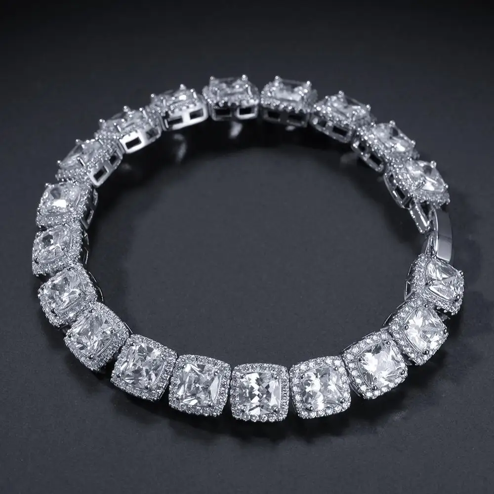 Хип хоп Bling теннисная цепочка Iced out ожерелье золото/серебро Мода Мужчины раппер 10 мм кубический цирконий ювелирные изделия - Окраска металла: Silver