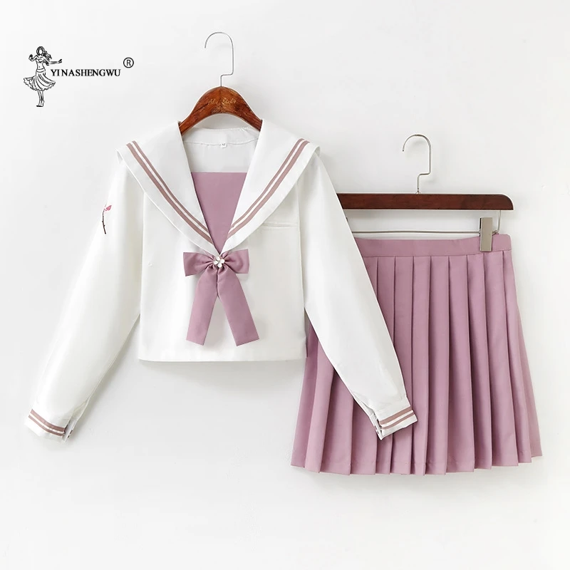 Japanese Pink JK Uniforms College Middle School Students Sailor Uniforms School Anime Cospaly Clothing
