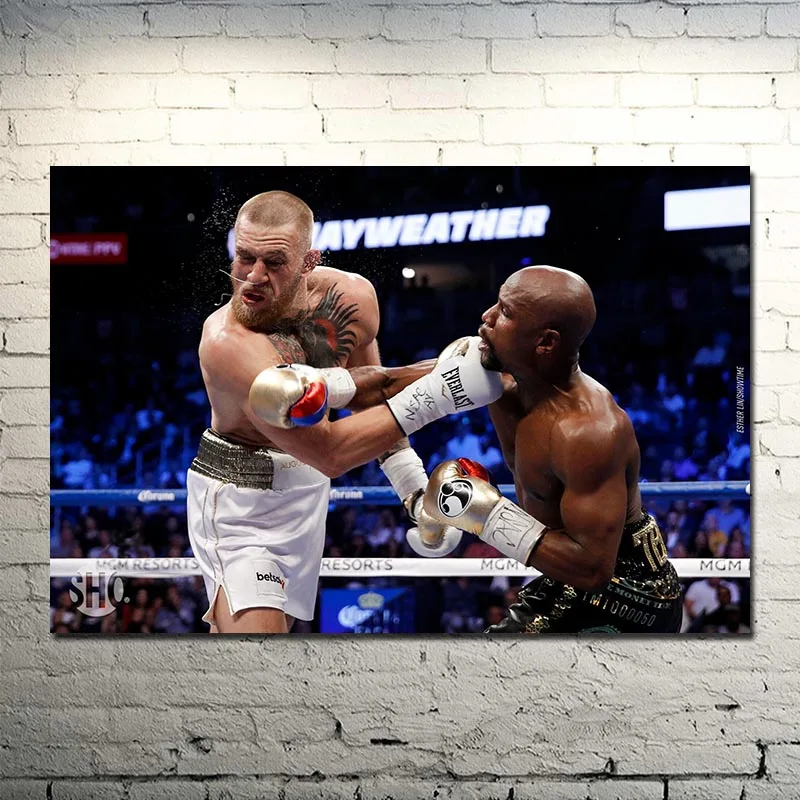 Floyd mayпогода против Коннора Макгрегора борьба бокса Искусство Шелковый Холст