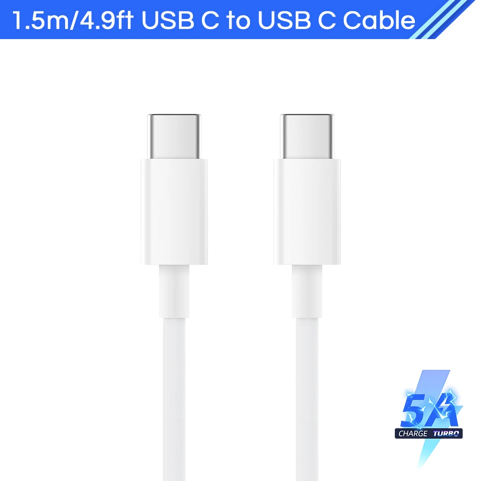 Xiaomi Original USB C To USB C Cable Turbo Charger 5A Fast Charging For MI 11 11X 10 9 Pro Black Shark 3 Pro Redmi Note 10 K40 android charger cord Cables