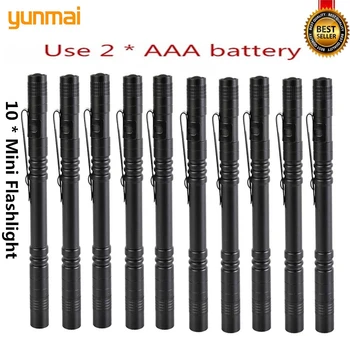 

10 Pcs new Mini Portable Small Penholder Led Flashlight Night Walking Lighting Maintenance Work Torch Aluminum Alloy Wholesell