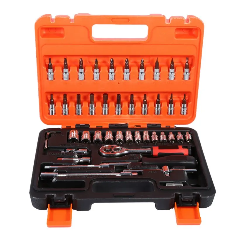 

46pcs/set Socket Spanner Sets Car Repair Tool Ratchet Torque Wrench Combo Tools Kit With Box Durable