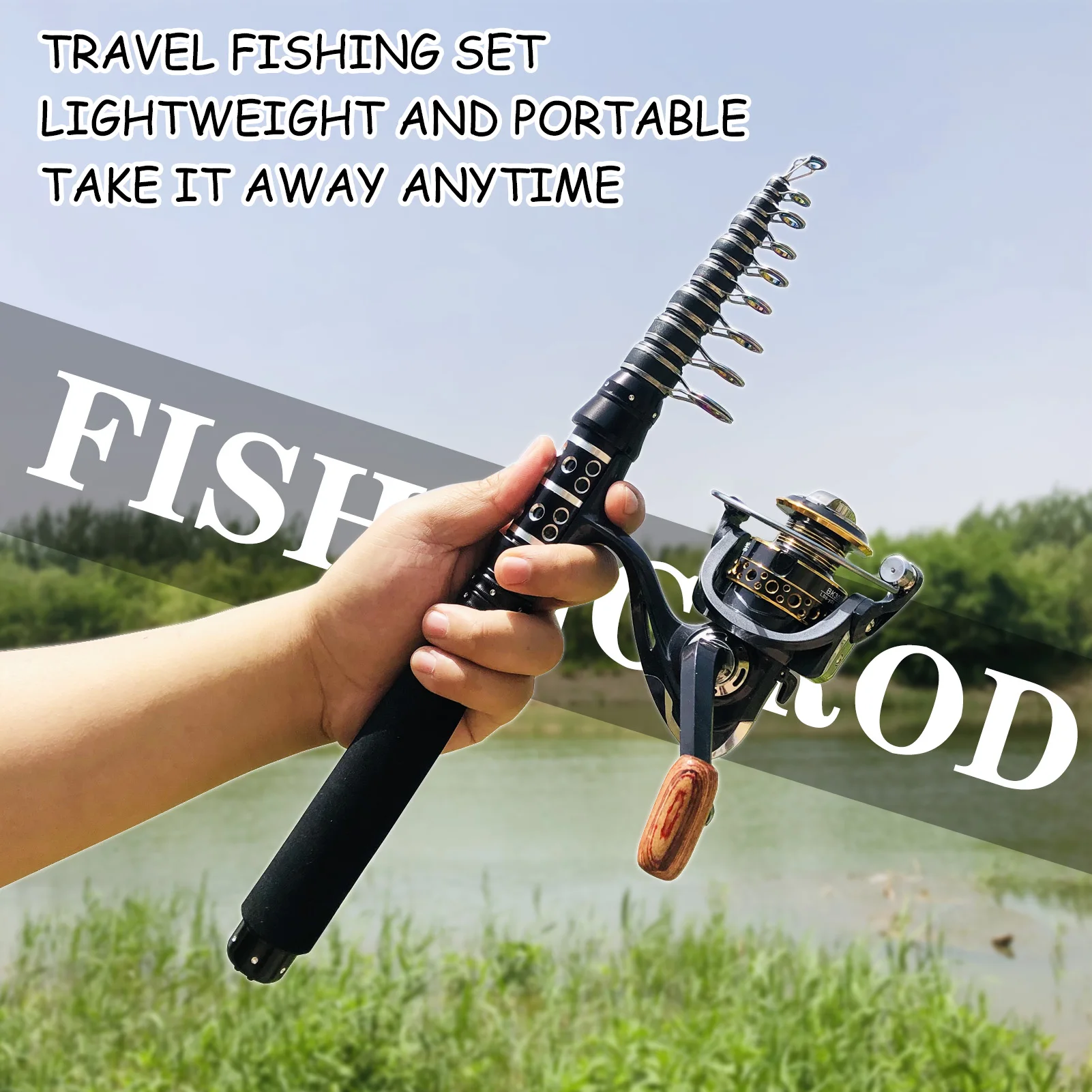 NEW 1.5M-3.0M High Quality Rod Reel Combos Super short Pocket fishing rod  telescopic Carbon Spinning Rod Travel Fishing Tackle