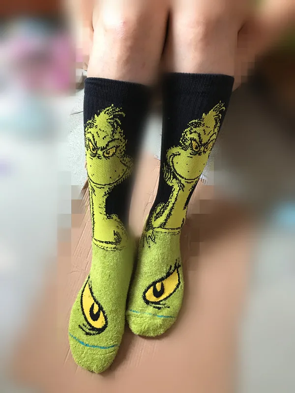 20 пара/лот оригинальные мужские зимние носки Dr Seuss How the Grinch, рождественские носки для серфинга, компрессионные модные камуфляжные носки kanye