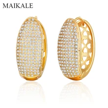 MAIKALE, Роскошные, u-образные, большие серьги-гвоздики, полые, сердце, циркониевые серьги, золото, серебро, корейские серьги для женщин, элегантные ювелирные изделия, подарок