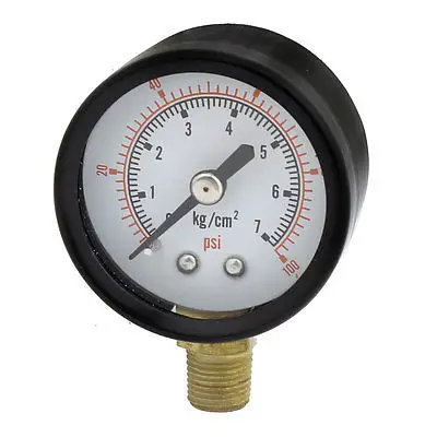 

0-7bar 0-100psi 1/8PT Black Round Dial Air Compressor Pressure Gauge