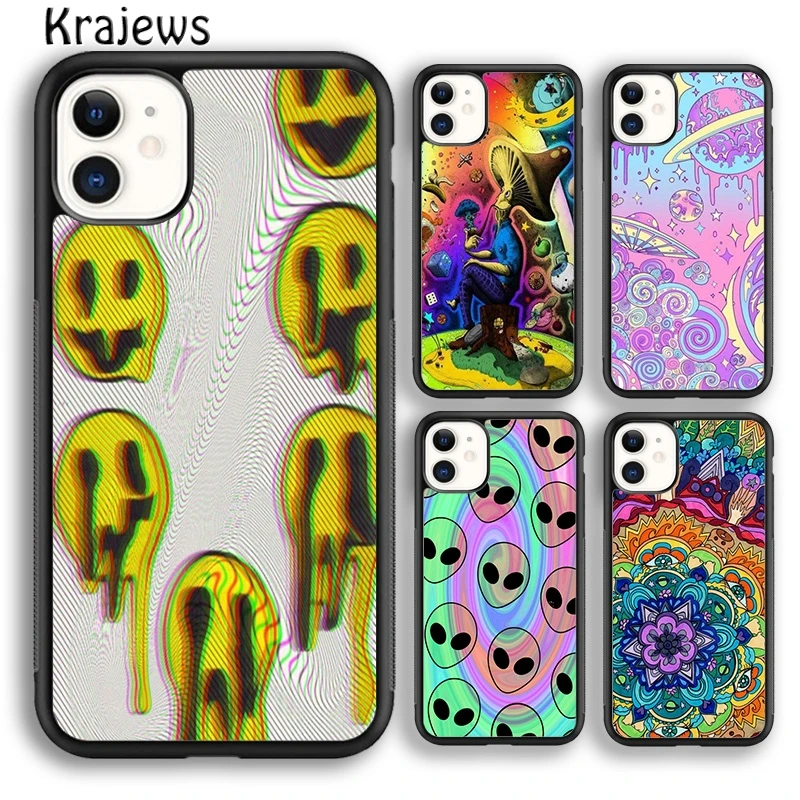 Krajews Psychedelic Alien Pattern Phone Case Cover For iPhone 5s 6s 7 8 plus X XS XR 11 12 pro max Samsung Galaxy S8 S9 S10 Plus | Мобильные